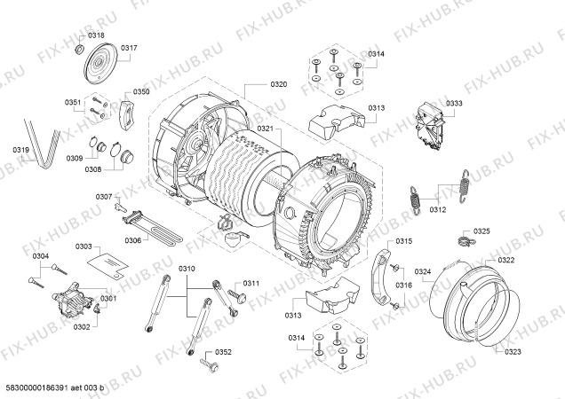 Взрыв-схема стиральной машины Siemens WM14Q4R1 runner iQ 500 varioPerfect - BLDC - Схема узла 03